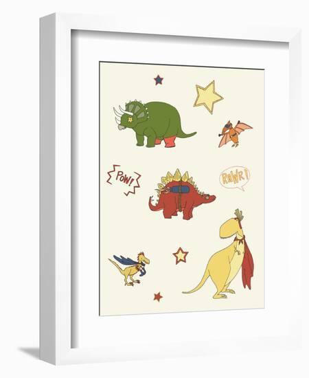 Dino Superheroes-Designs Sweet Melody-Framed Premium Giclee Print