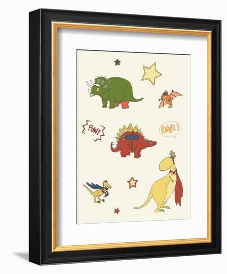 Dino Superheroes-Designs Sweet Melody-Framed Premium Giclee Print