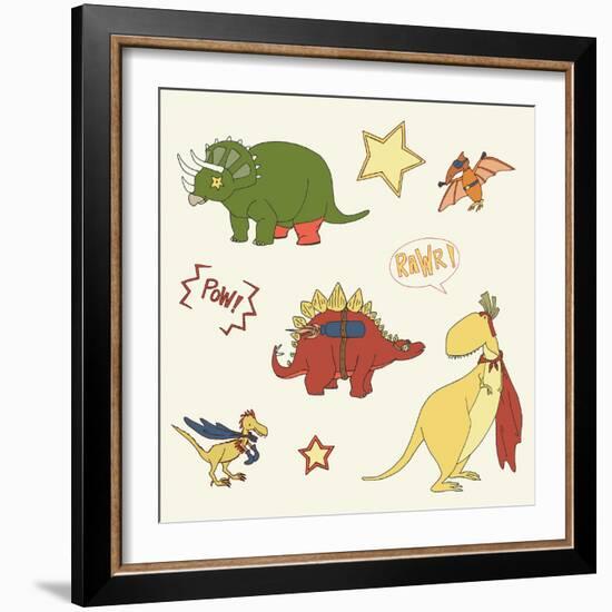 Dino Superheroes-Designs Sweet Melody-Framed Art Print