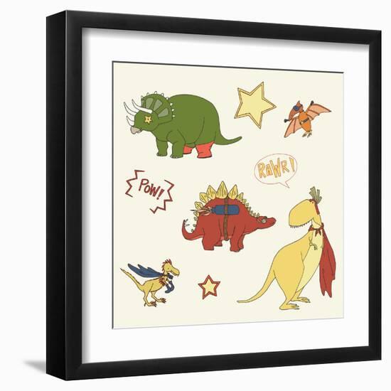 Dino Superheroes-Designs Sweet Melody-Framed Art Print