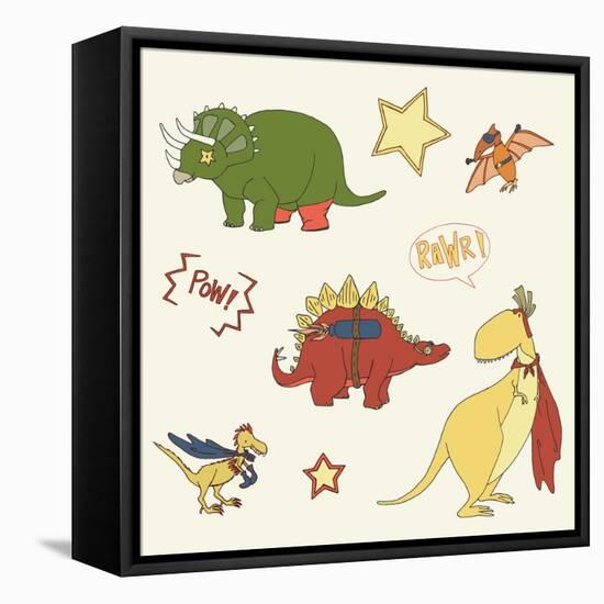 Dino Superheroes-Designs Sweet Melody-Framed Stretched Canvas