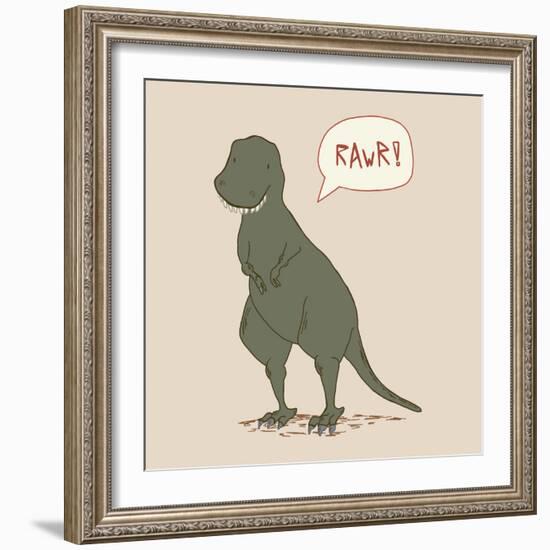 Dino Tyrannosaurus-Designs Sweet Melody-Framed Art Print