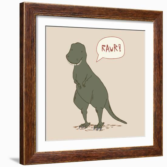 Dino Tyrannosaurus-Designs Sweet Melody-Framed Art Print