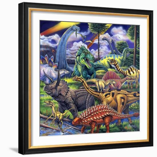 Dinosaur Friends-Jenny Newland-Framed Giclee Print