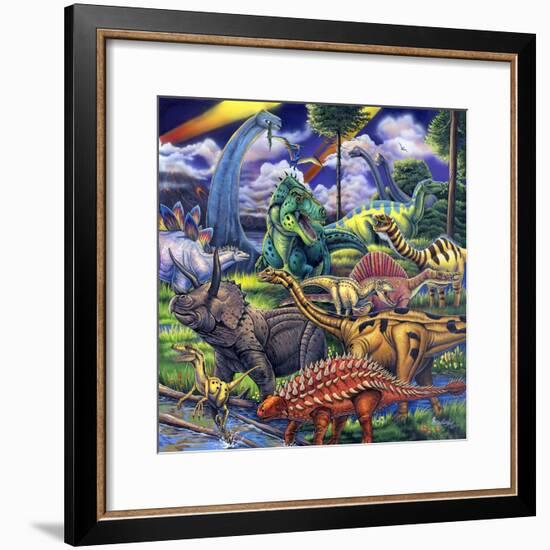 Dinosaur Friends-Jenny Newland-Framed Giclee Print