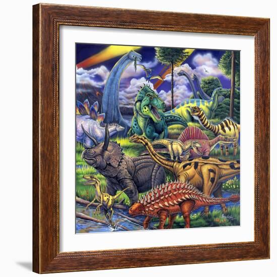 Dinosaur Friends-Jenny Newland-Framed Giclee Print