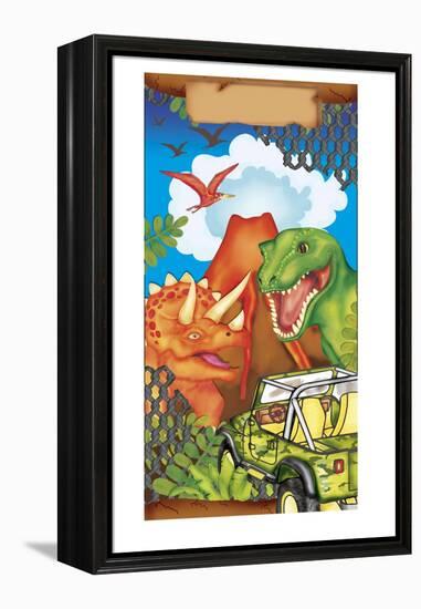 Dinosaur Gift Bag 1-Maria Trad-Framed Premier Image Canvas