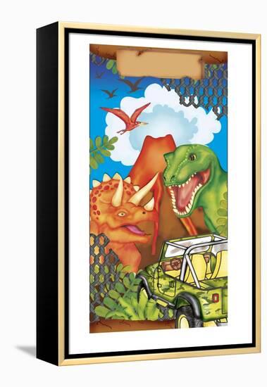 Dinosaur Gift Bag 1-Maria Trad-Framed Premier Image Canvas