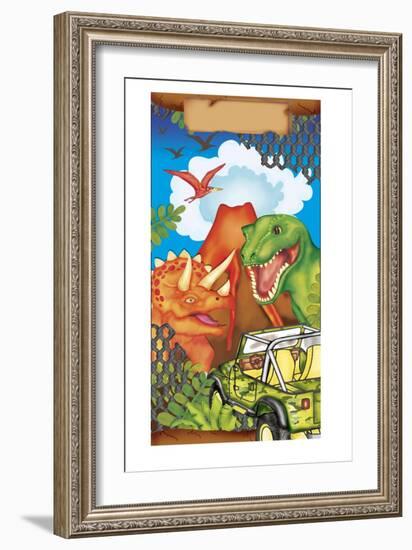 Dinosaur Gift Bag 1-Maria Trad-Framed Giclee Print