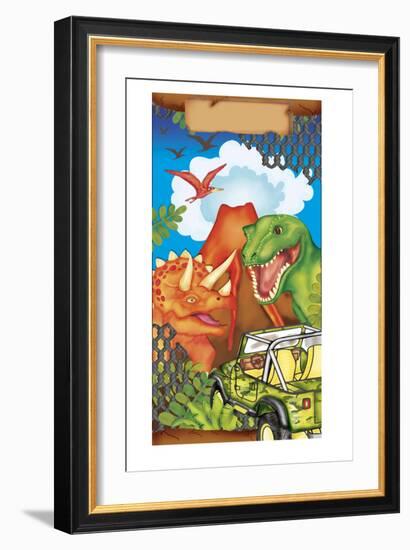 Dinosaur Gift Bag 1-Maria Trad-Framed Giclee Print