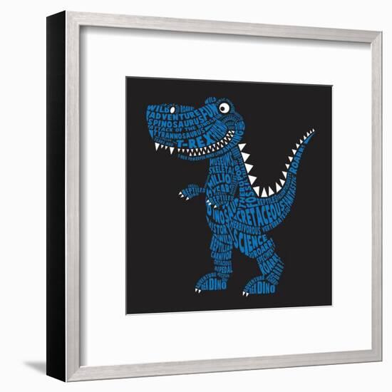 Dinosaur Illustration, Typography, T-Shirt Graphics, Vectors-Syquallo-Framed Art Print