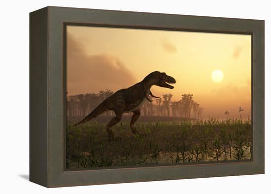 Dinosaur In Landscape-Mike_Kiev-Framed Premier Image Canvas