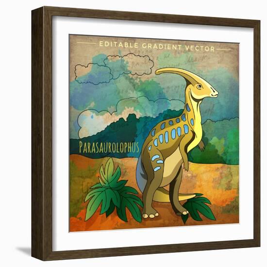 Dinosaur in the Habitat. Vector Illustration of Parasauroloph-Conceptcafe-Framed Art Print