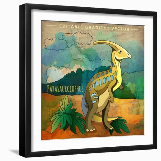 Dinosaur in the Habitat. Vector Illustration of Parasauroloph-Conceptcafe-Framed Art Print