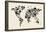 Dinosaur Map of the World Map-Michael Tompsett-Framed Stretched Canvas