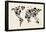 Dinosaur Map of the World Map-Michael Tompsett-Framed Stretched Canvas