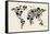 Dinosaur Map of the World Map-Michael Tompsett-Framed Stretched Canvas