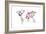 Dinosaur Map of the World Map-Michael Tompsett-Framed Art Print