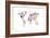 Dinosaur Map of the World Map-Michael Tompsett-Framed Art Print