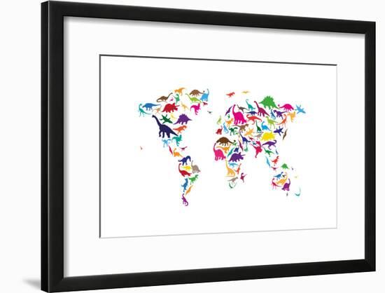 Dinosaur Map of the World Map-Michael Tompsett-Framed Art Print