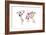 Dinosaur Map of the World Map-Michael Tompsett-Framed Premium Giclee Print