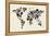 Dinosaur Map of the World Map-Michael Tompsett-Framed Stretched Canvas