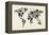 Dinosaur Map of the World Map-Michael Tompsett-Framed Stretched Canvas