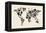 Dinosaur Map of the World Map-Michael Tompsett-Framed Stretched Canvas