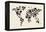 Dinosaur Map of the World Map-Michael Tompsett-Framed Stretched Canvas