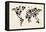 Dinosaur Map of the World Map-Michael Tompsett-Framed Stretched Canvas