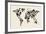 Dinosaur Map of the World Map-Michael Tompsett-Framed Art Print