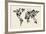 Dinosaur Map of the World Map-Michael Tompsett-Framed Art Print