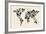 Dinosaur Map of the World Map-Michael Tompsett-Framed Art Print