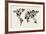 Dinosaur Map of the World Map-Michael Tompsett-Framed Art Print