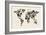 Dinosaur Map of the World Map-Michael Tompsett-Framed Premium Giclee Print