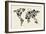 Dinosaur Map of the World Map-Michael Tompsett-Framed Art Print