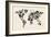 Dinosaur Map of the World Map-Michael Tompsett-Framed Art Print