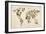 Dinosaur Map of the World Map-Michael Tompsett-Framed Art Print