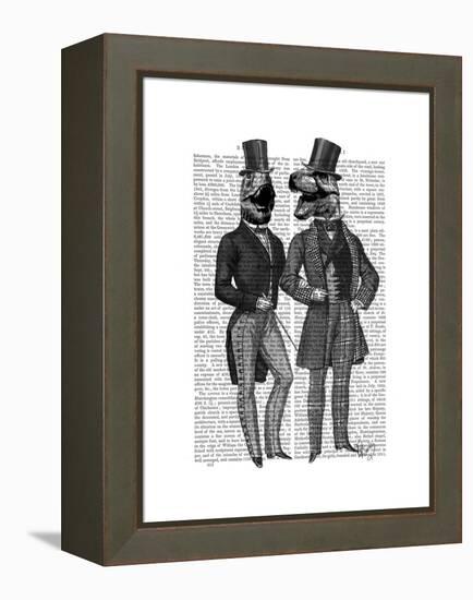 Dinosaur Men Lads Night Out-Fab Funky-Framed Stretched Canvas