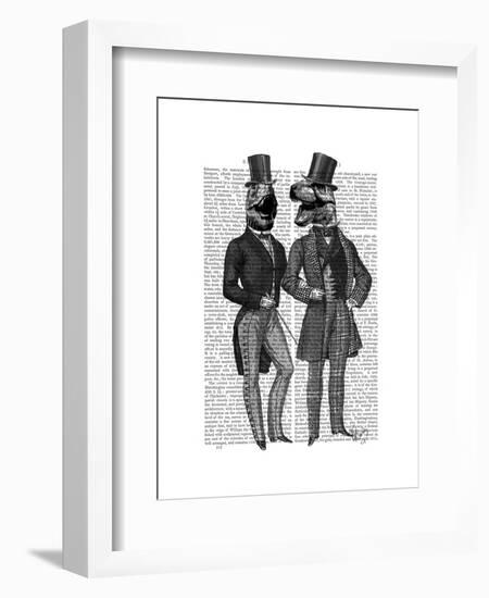 Dinosaur Men Lads Night Out-Fab Funky-Framed Art Print