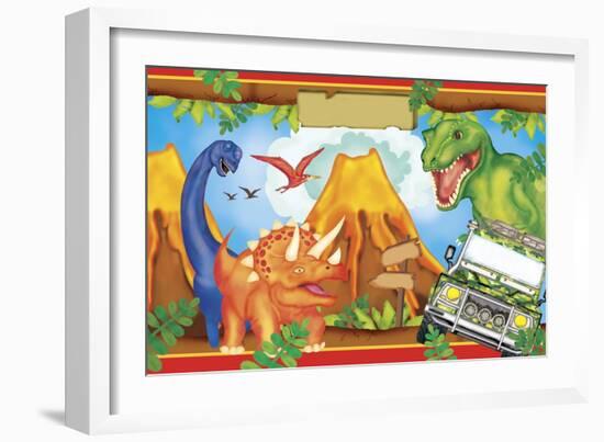 Dinosaur Party 3-Maria Trad-Framed Giclee Print