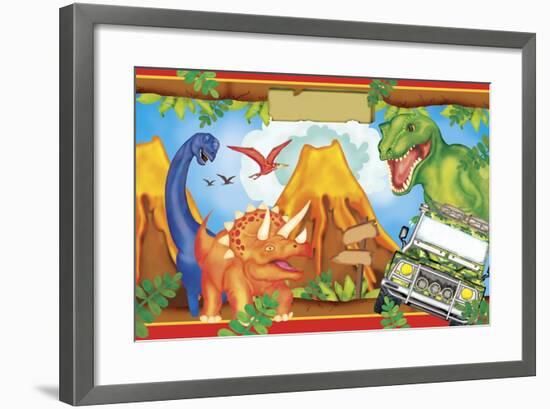 Dinosaur Party 3-Maria Trad-Framed Giclee Print