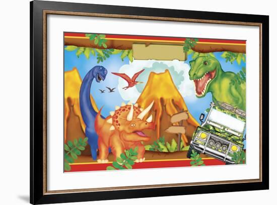 Dinosaur Party 3-Maria Trad-Framed Giclee Print