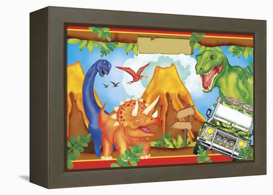 Dinosaur Party 3-Maria Trad-Framed Premier Image Canvas