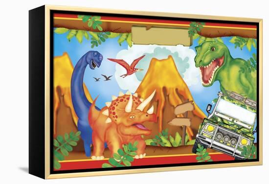 Dinosaur Party 3-Maria Trad-Framed Premier Image Canvas