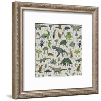 Dinosaur Pattern-GooseFrol-Framed Art Print