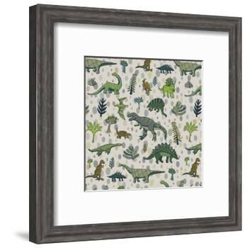 Dinosaur Pattern-GooseFrol-Framed Art Print