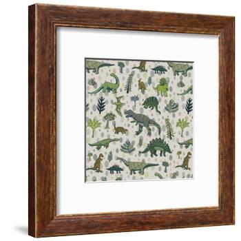 Dinosaur Pattern-GooseFrol-Framed Art Print