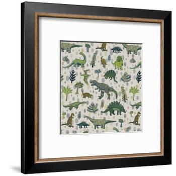 Dinosaur Pattern-GooseFrol-Framed Art Print