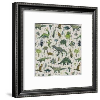 Dinosaur Pattern-GooseFrol-Framed Art Print